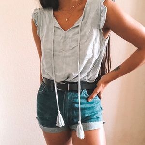 🌸Lucky Brand Flutter Sleeve Front Tie Top